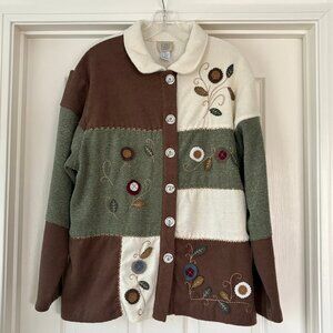 VTG Teddi cardigan patchwork sweater, XL